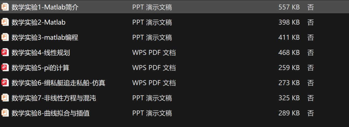 数学实验1-8封面