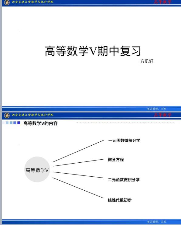 2025年高等数学V期中复习封面